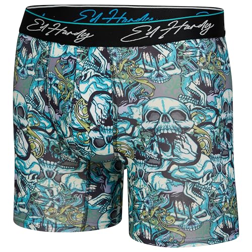 ED HARDY Mens Boxer Briefs 4 Pack, Soft Fabric Underwear, Pull On Closure, Machine Washable Comfortable Stretch Boxers3