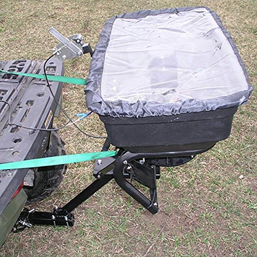 Field Tuff 12V 125 Pound Capacity Grass Seed Fertilizer Spreader With Hitch Mount Receiver And Rain Protector For Atv, Utv, Or Utility Tractor #TOP1