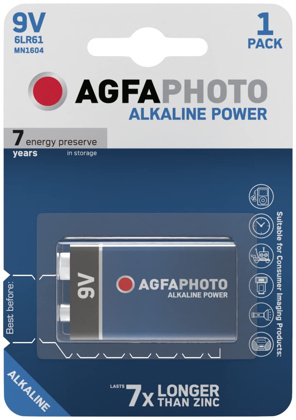 AGFAPHOTO Alkaline Long Lasting Power 9V 6LR061 BP1