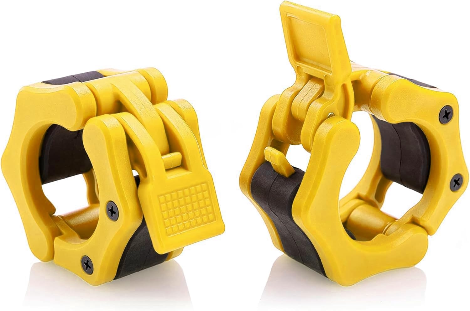 Greententljs 2 Inch Barbell Clamps Quick Release Locking Pro Olympic Workout Professional Barbell Secure Snap Latch fit 2-Inch Diameter Olympic Size Bars/Bar for Squat Weightlifting/Powerlifting, 1 Pair (Yellow) — image 1
