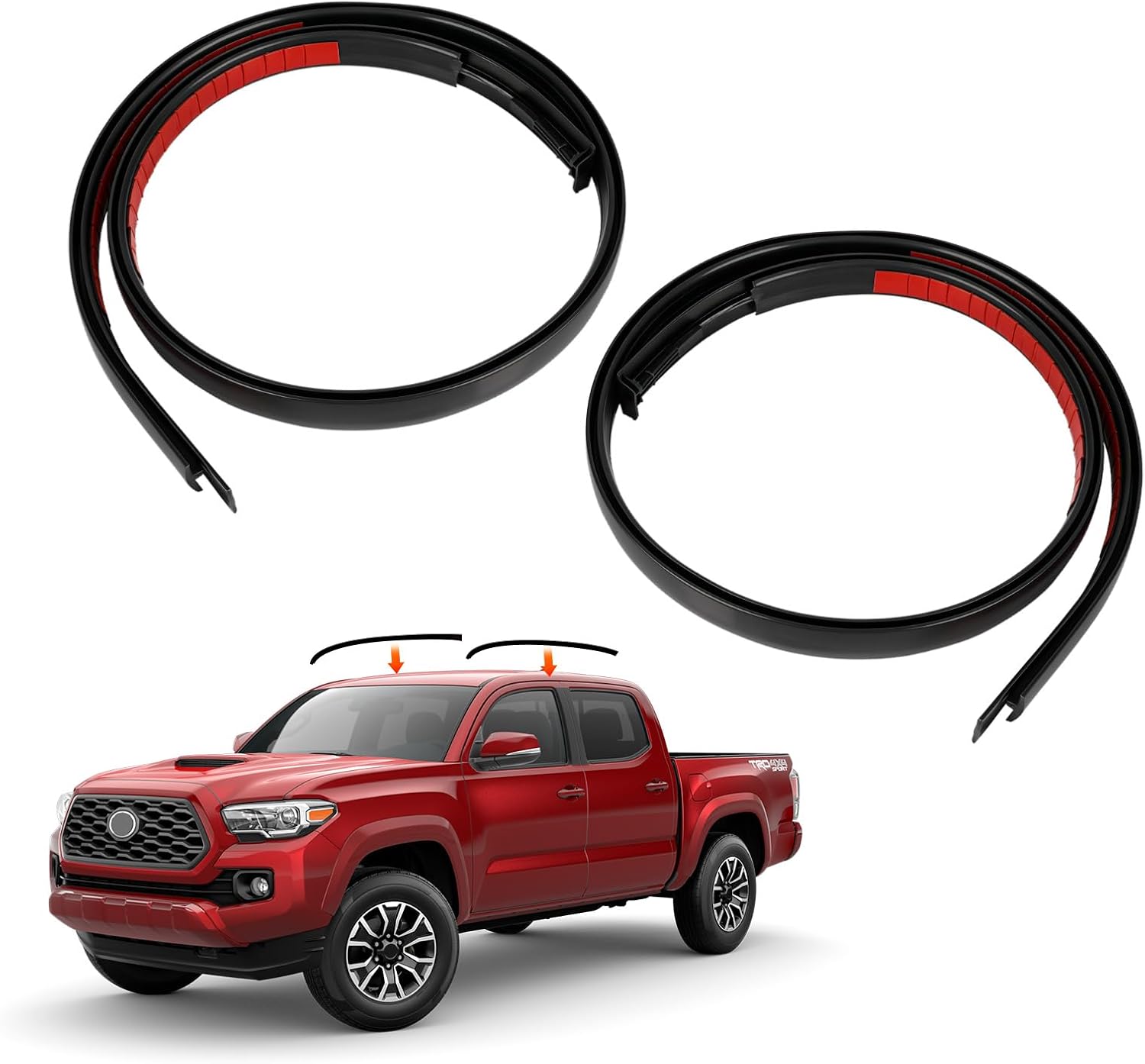 Roof Drip Molding Weatherstrip Compatible with 2005-2015 Toyota Tacoma Double Cab, Car Roof Moulding Trim Seal Kits Left & Right Side, OEM Replace# 75551-04062, 75551-04061, 75551-04060 (2Pcs/Set)