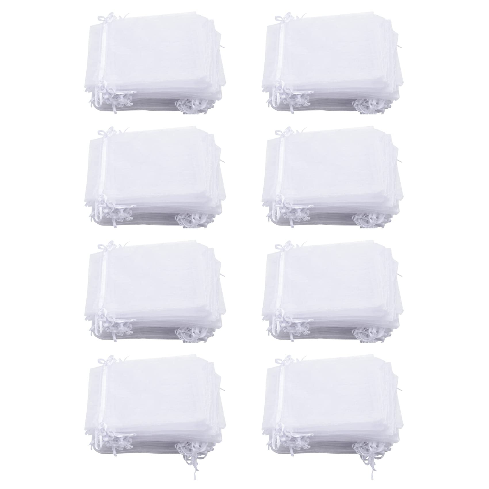 400 Sachets Organza Blanc 10x15 cm avec Cordon pour Cadeaux de Mariage et Fêtes