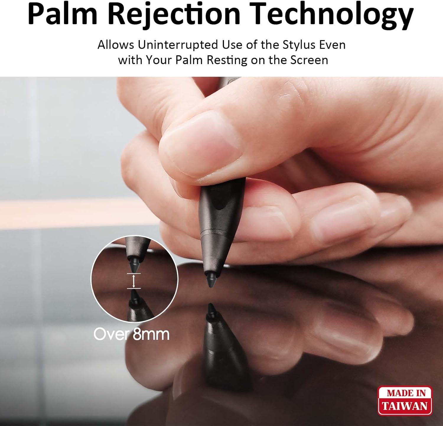 Taiwan RENAISSER Stylus Pen for Microsoft Surface, Designed in Houston, Made in Taiwan, Palm Rejection, USB-C Fast Charging, Pen for Surface Pro 11/10/9/8/7, Surface Go/Laptop Dark