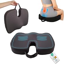 Ergonomic Memory Foam Cushion for Coccyx Soft Firmness, Memory Foam with Washable Cover, Non-Slip for Wheelchair Office Car Gaming, Black