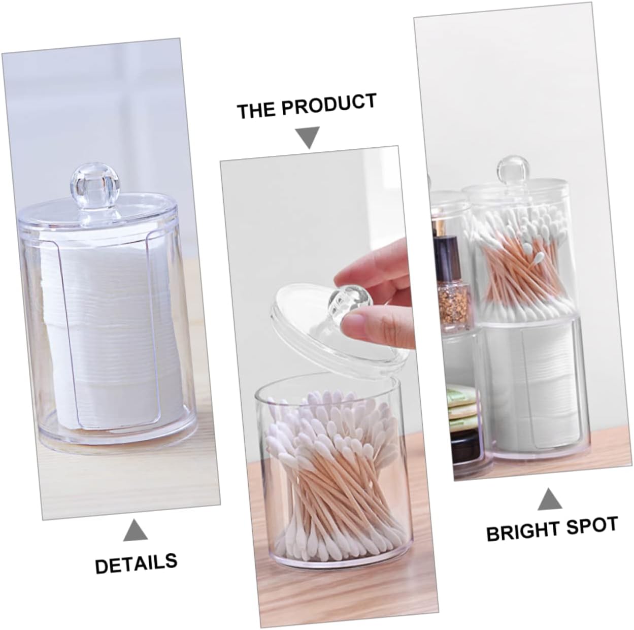 WOONEKY 2 Pcs Cotton Rounds Reusable Cotton Ball Container Swab Box Desktop Organizer image 2