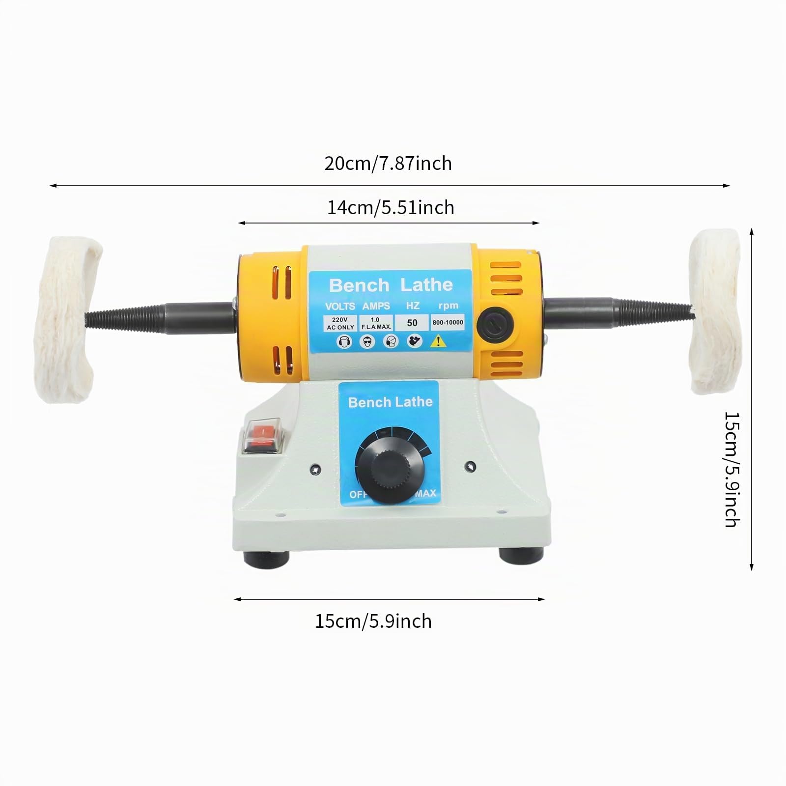 Pulidora de banco Pequeña máquina 350W 50Hz, Máquina Pulidora Lijadora de Pie 10000RPM, Pulido de Jade de Mesa, Rectificadora de joyería eléctrica con 2 rueda de tela blanca