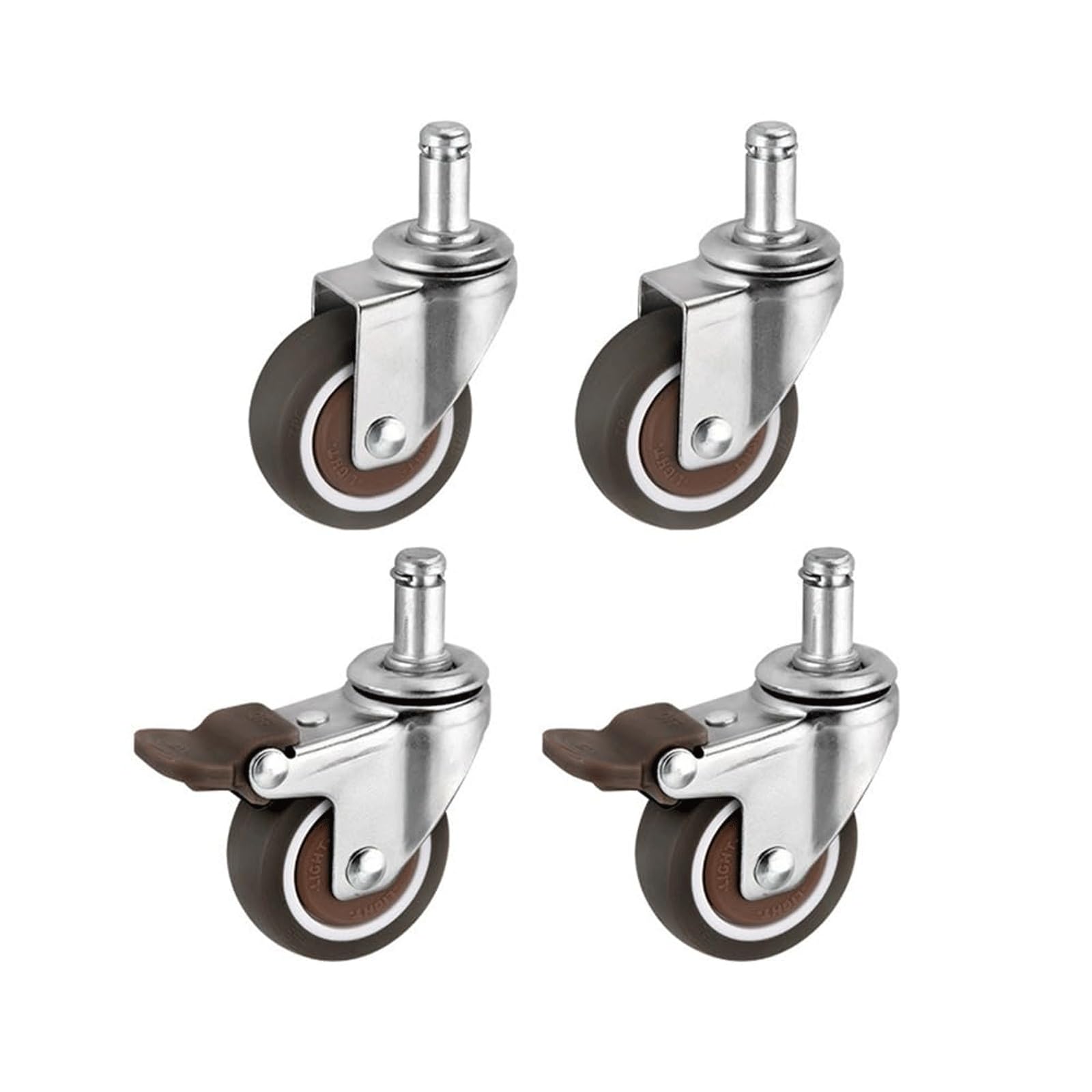 Brake Castor 4 Pack Grip Ring Stem Office Chair Casters Wheels Swivel
