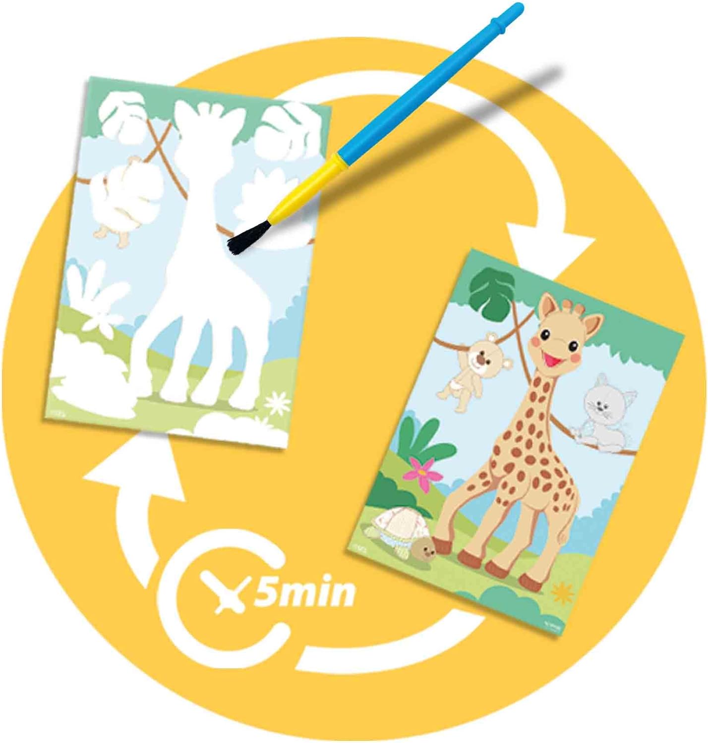 SES Creative 14490 - Sophie la Girafe - Colouring with Water, no Mess, 4 Reusable Cards, for Young Children
