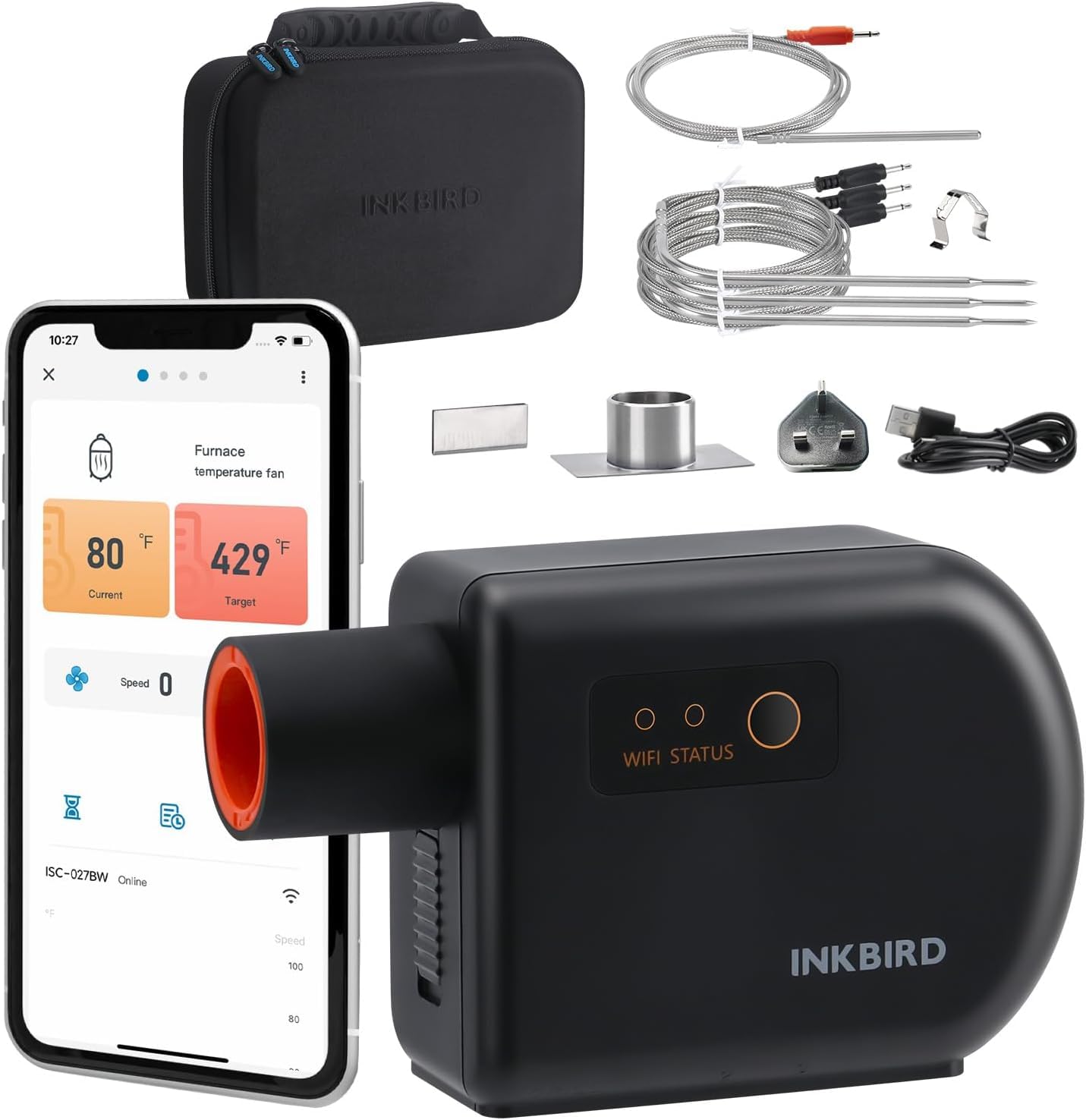 Inkbird ISC-027BW Grillgebläse Temperaturüberwachung automatisch einstellbare Gebläsedrehzahl Kamado Joe Big Green Egg