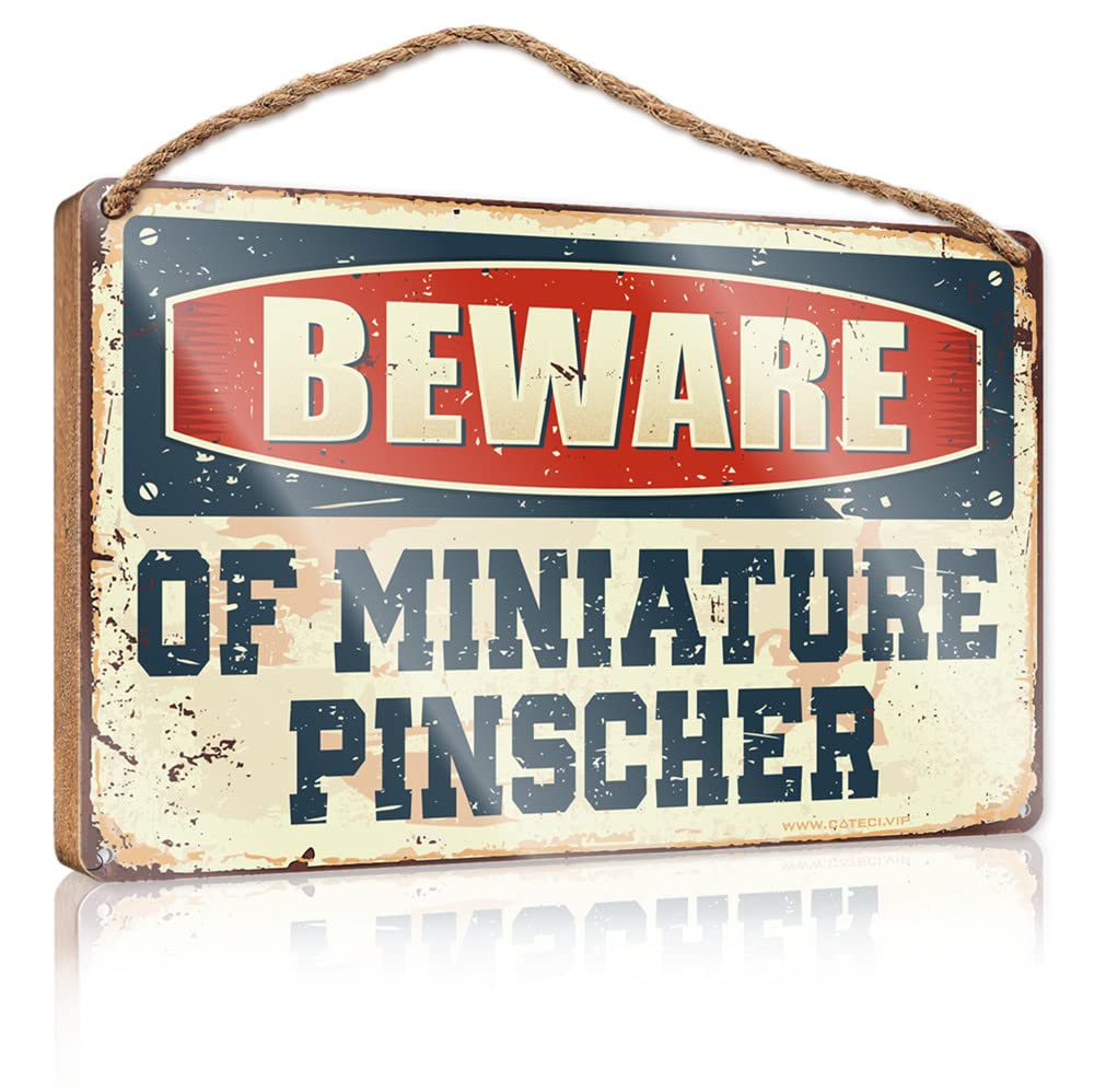 Porch Signs And Decor Outdoor Beware Of Miniature Pinscher Wooden Sign Outdoor Signs And Decor Spring Porch Sign(23X35CM)