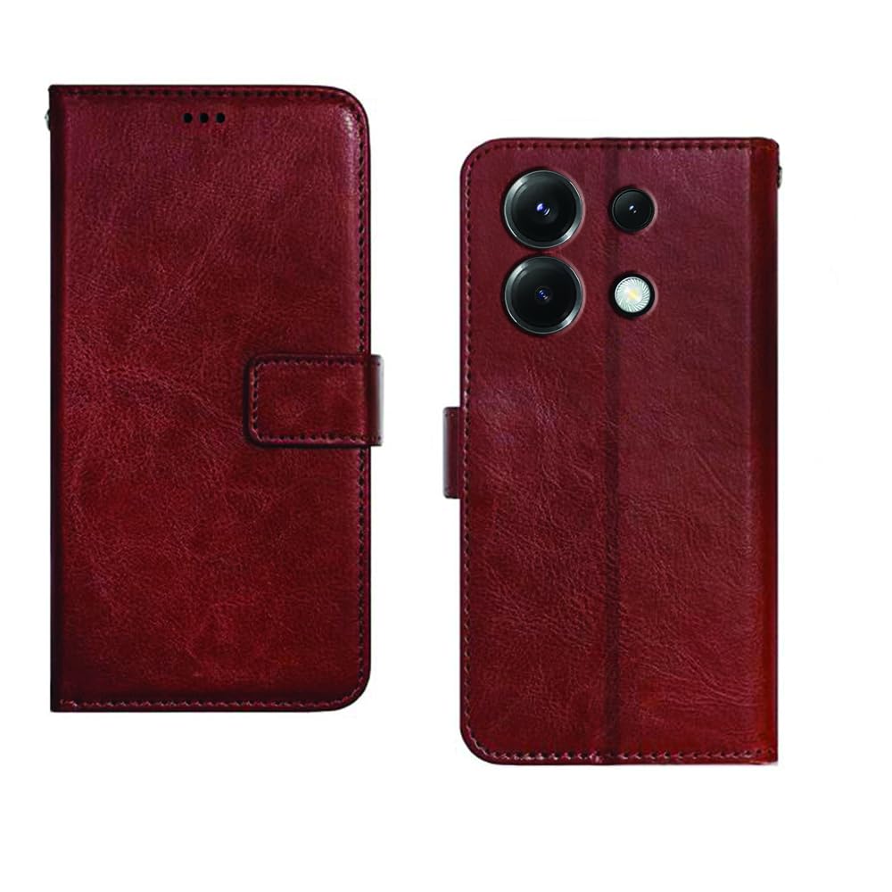 Pinaaki Enterprises Poco X6 5G Flip Cover | Premium Leather Finish Flip Cover | with Card Pockets | Wallet Stand |Complete Protection Flip Cover for Poco X6 5G - Brown (B0CTXBFYGX) Amazon Price History, Amazon Price Tracker