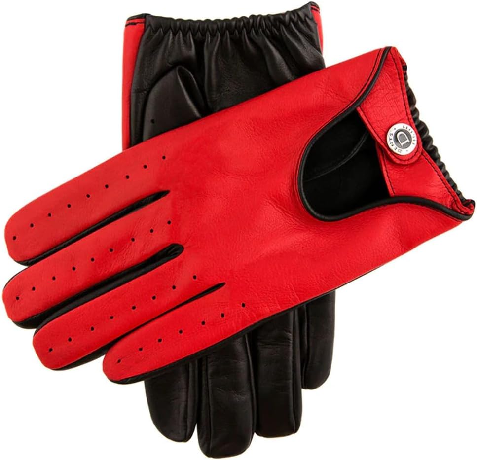 Dents Men's Woburn Two Colour Leather Driving Gloves Black