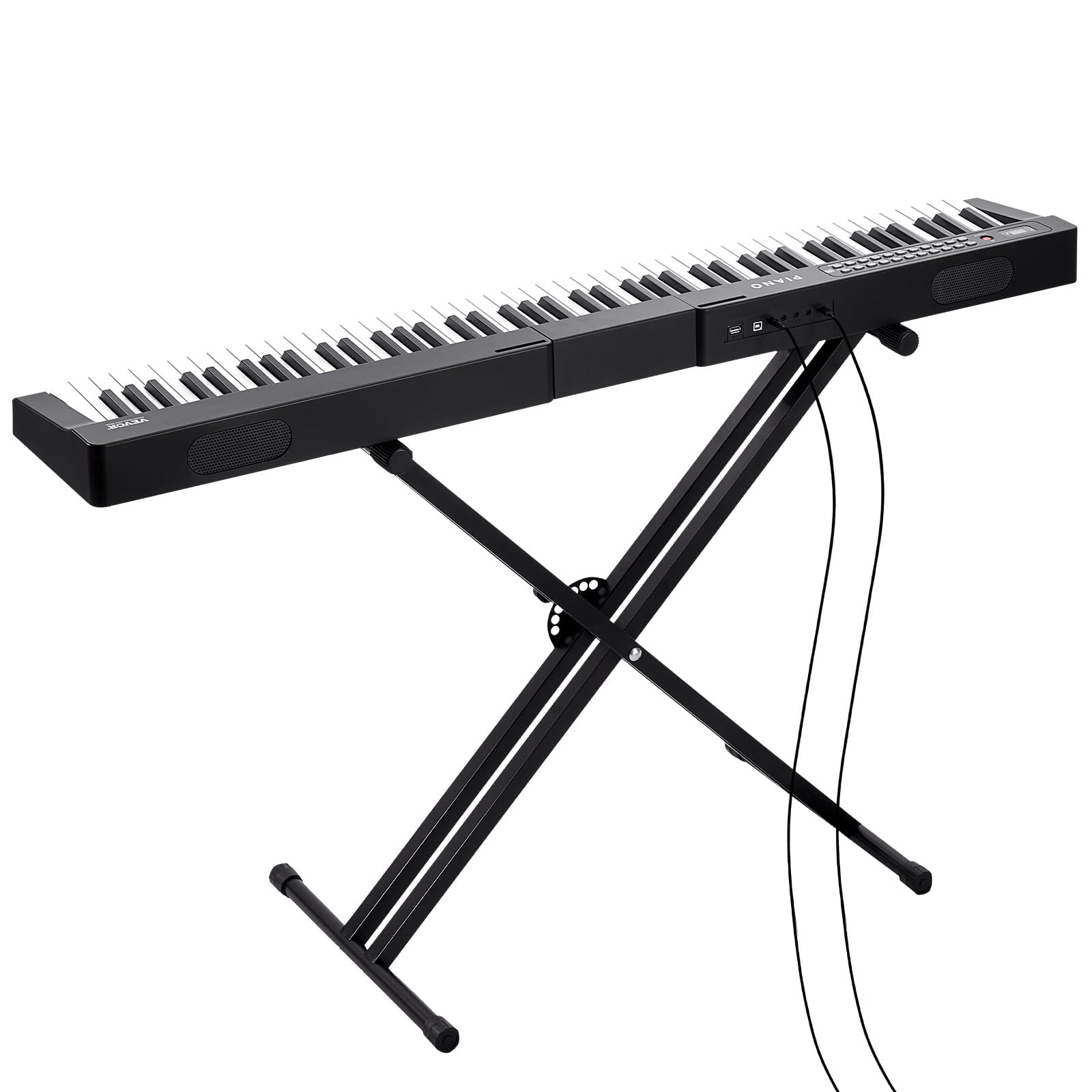 VEVOR Digitales Klavier mit 88 Tasten, halbgewichtete Tasten, Klavierset mit verstellbarem Ständer, integrierten Lautsprechern, Sustain-Pedal, Kopfhörern, Bluetooth, MIDI, USB für Anfänger