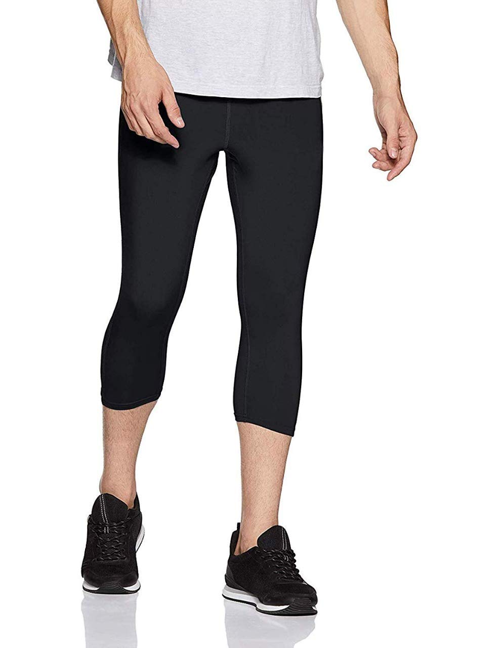 QuadaCompression Running 3/4 Tights Capri Pants Leggings Quick Dry for Men Youth (Black