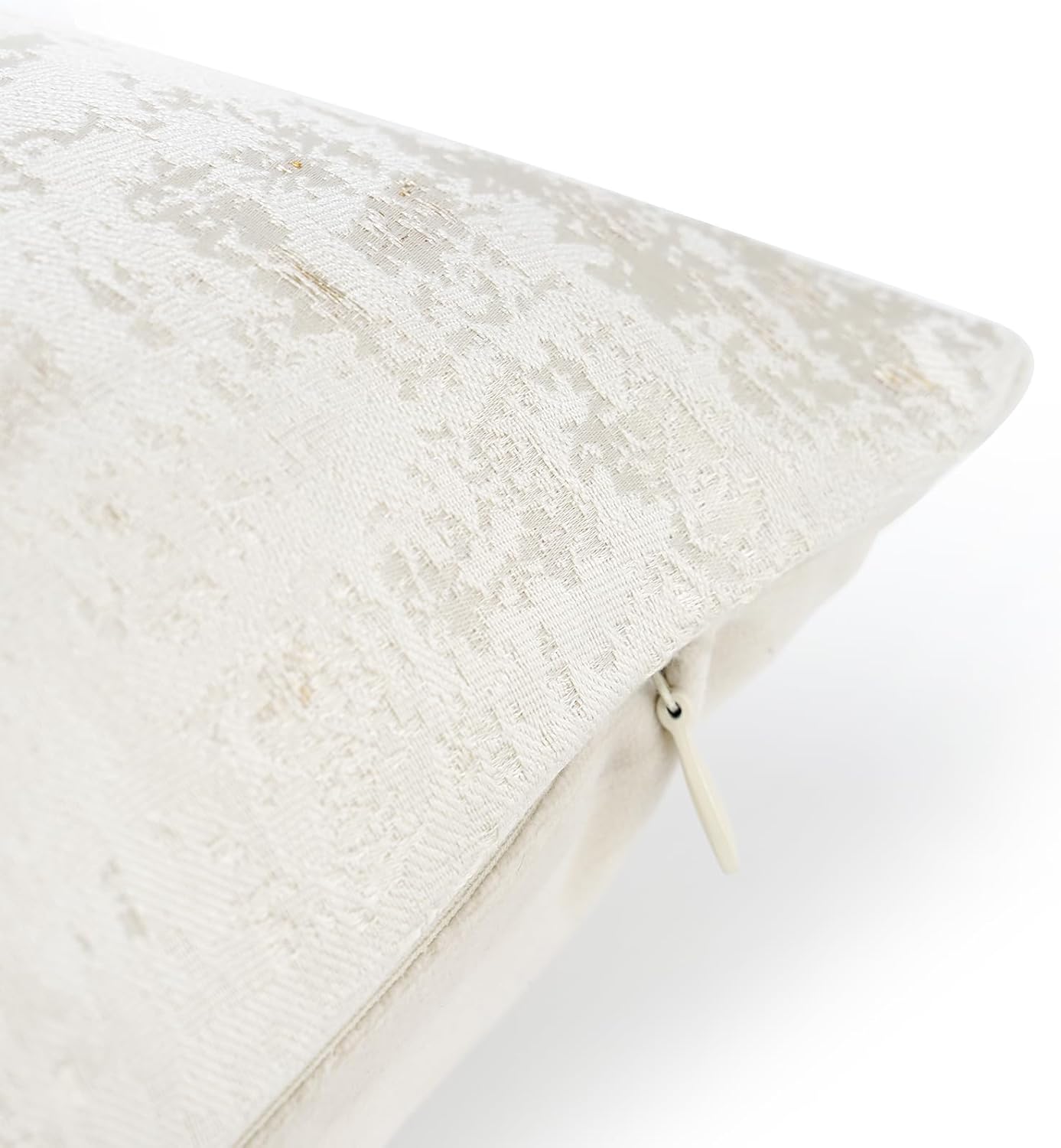 THE-TINOART Pack of 2 Modern Farmhouse Throw Pillow Covers 20x20, Beige and Gold Jacquard Woven Decorative Pillow Covers for Couch Sofa Bed, Neutral Textured Home Decor