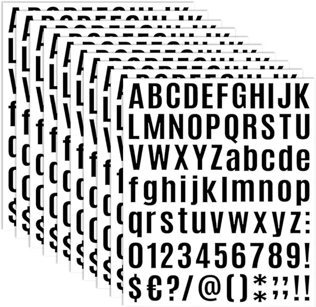 10 Blatt selbstklebende Vinyl Buchstaben Zahlen Kit für Briefkasten, Adressnummern Aufkleber