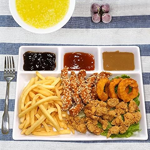 Cinf Divided Ceramic Plate Compartments Sauce Dishes Serving Saucers Bowl Quadrant Shaped Dinner Luncheon Salad Pigment tray Snacks Cover