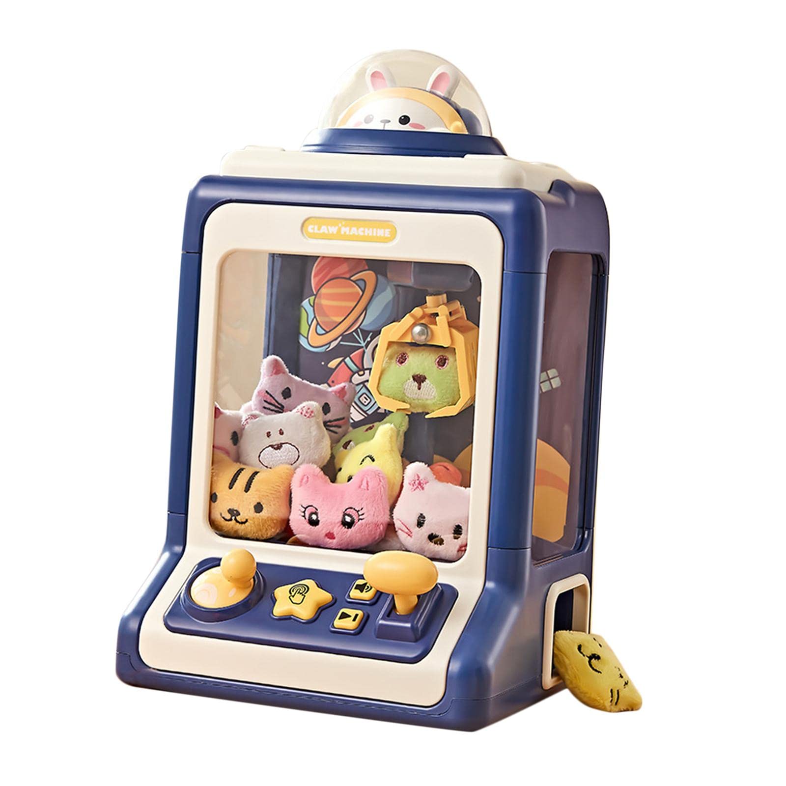 Mini Máquina de, Juego Arcade Eléctrico con Brazo de Garra, Cápsulas, Muñecos, Música Y Función de Luz para Juegos de Entretenimiento, Azul