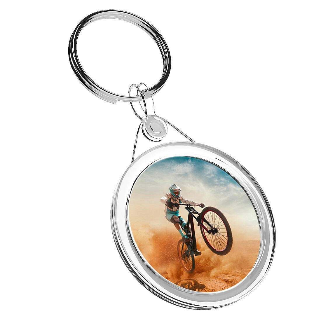 Destination Vinyl Keyrings 1 X Mountain Bike Trick Cyclist Stunt - Keyring IR02 Mum Dad Birthday #2755