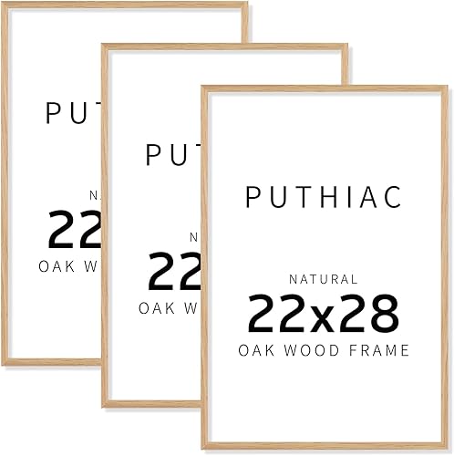Miniatura 8 de puthiac Marco de madera de roble de 11 x 17 pulgadas, marco minimalista para póster de 11 x 17 pulgadas, marco de madera maciza natural para fotos e