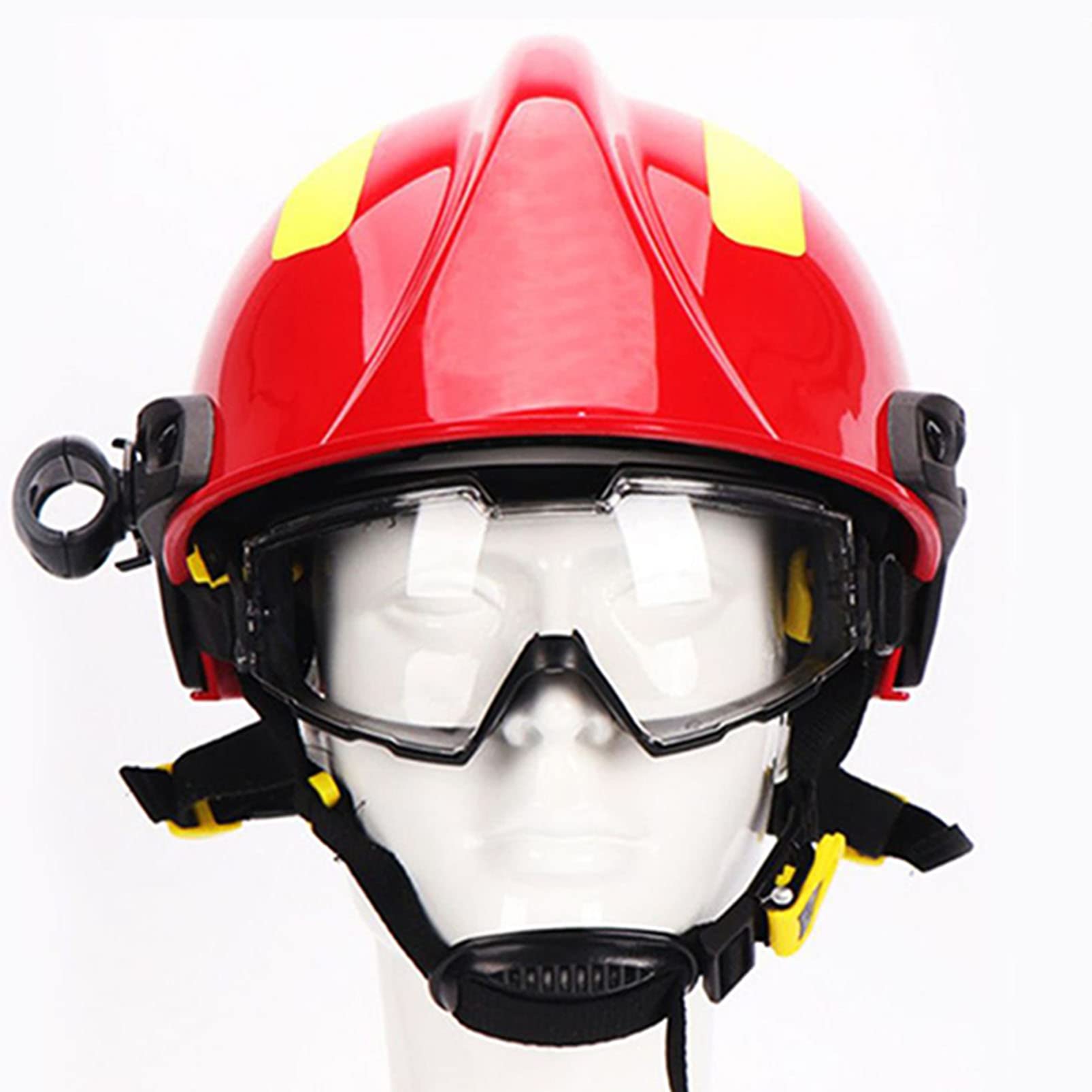 Casco de Seguridad Ajustable Casco Duro de Rescate, Casco de protección de Cabeza de Rescate de Emergencia de Desastre de terremoto, Casco Anti-Impacto con Faro y Gafas