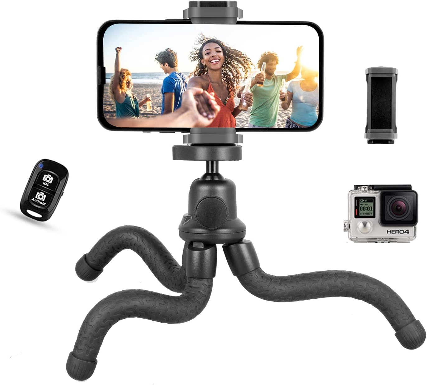 UBeesize Mobile Phone Tripod Mini Tripod for Smartphone and Camera Black