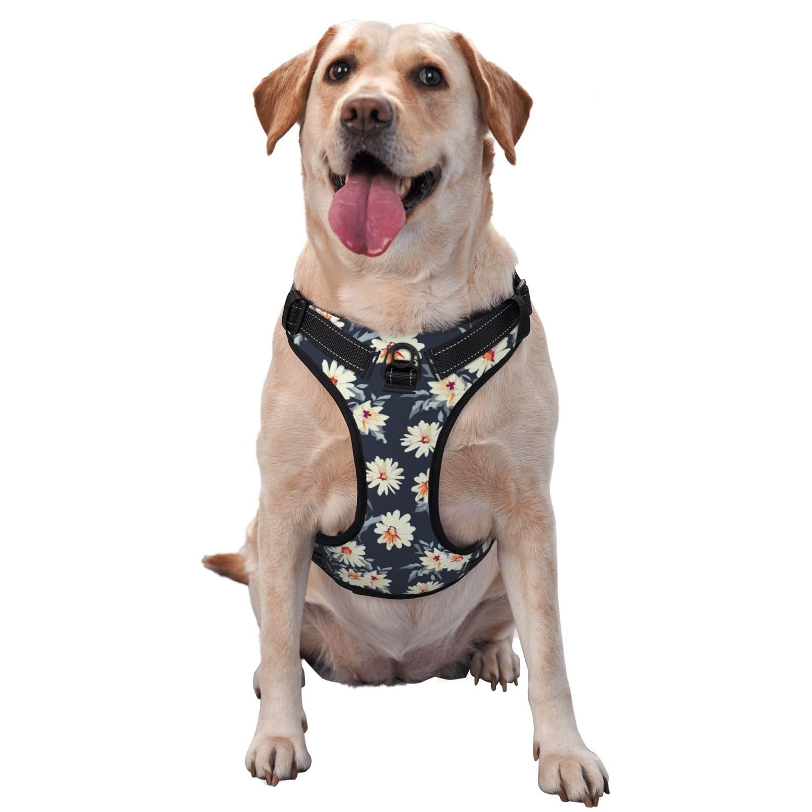 Daisy Flower Floral Print Dog Harness for Small Medium Large Dogs No Pull Adjustable Pet Harness Working Training Easy Control Pet Vest Dog Harnesses