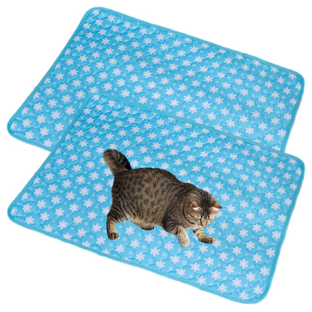 Mateju Reusable Pee Pads for Dogs, 2 Pieces Washable Puppy Training Pad Pets Dogs Cats Non-Slip Mat Super Absorbent Leak Proof Food Bowl Mats for Travel Training Pad Indoor (35x50CM,Blue Star)