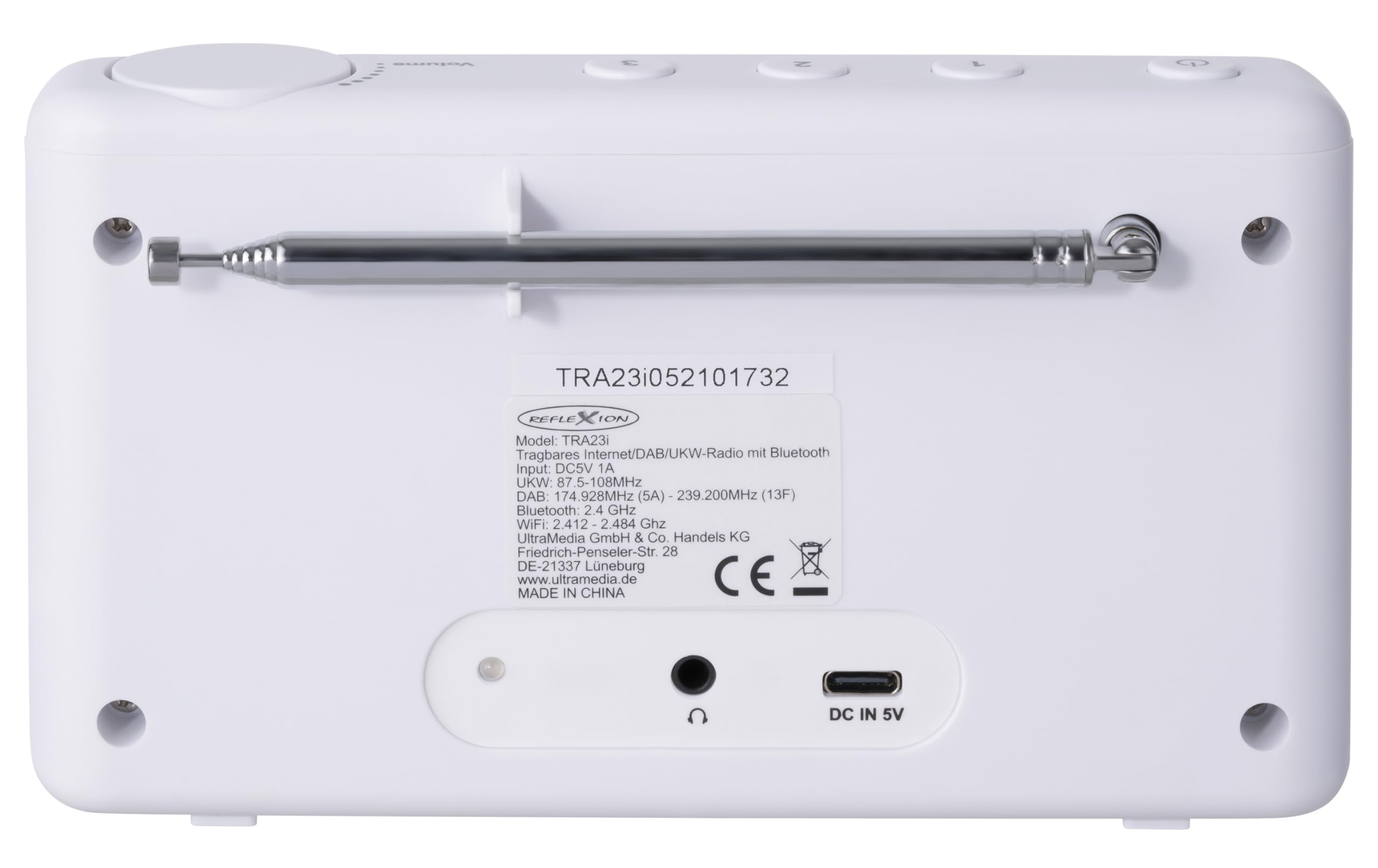 Reflexion TRA23I/WH, Radio Internet Portable avec Internet - Radio FM Dab/Dab+ (16 W) - Écran Couleur - Fonctionne sur Secteur et Piles - 99 Stations mémorisables - Noir