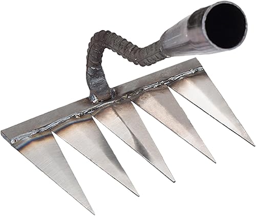 Miniatura 9 de Rastrillo de jardín afilado y duradero, rastrillo de hierro resistente, rastrillo de mano endurecido, rastrillo de mano de acero endurecido para