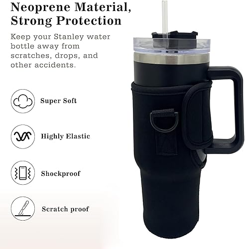 Miniatura 3 de Wanty Funda aislante de neopreno de 40 onzas, funda protectora reutilizable para botella de agua con correa de asa, apta para vaso Stanley/Simple