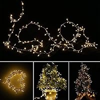 Vista 5 de HANNAHONG Guirnalda de 100 luces LED para corona/guirnalda, árbol de Navidad, dormitorio, botella/tarro, enchufe USB, luces parpadeantes de alambre