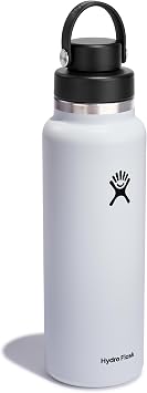 Hydro Flask Water Bottle - Insulated Stainless Steel - Wide Mouth Chug Lid, Non Spill, Leakproof in 40 Oz White