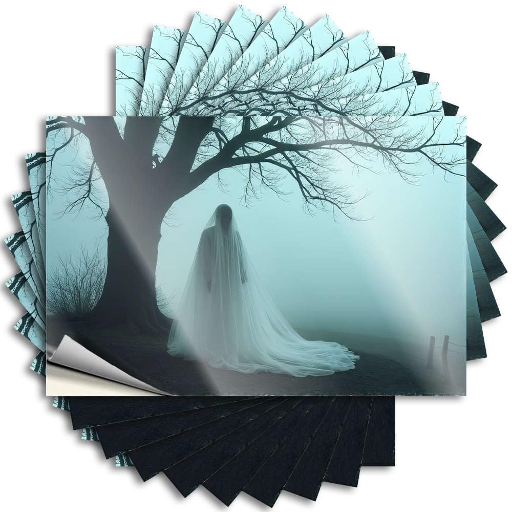 Fzfn Colour A Ghostly Figure Stands Under A Tree In A Foggy Landscape Unique Southern - Stickers Cover Waterproof Decal(8X12cm)