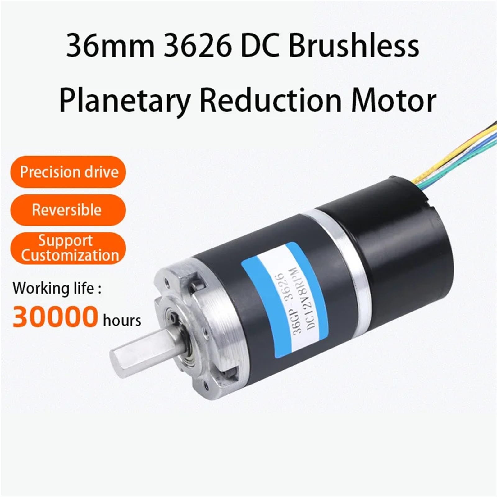 Motorino Elettrico, Motore Dc Motoriduttore Planetario DC 36mm Brushless, 100KG, 12V/24V, Coppia Elevata(Shaft diameter 8mm,24V 28 rpm,Only motor)