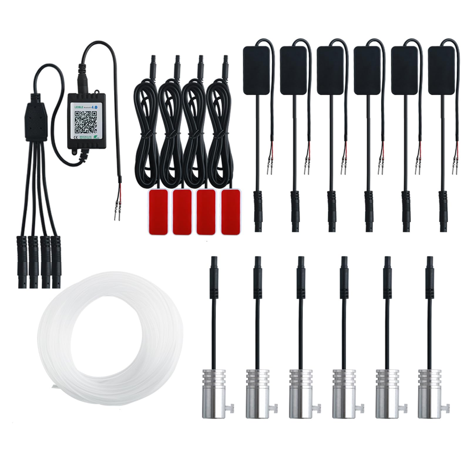 Tira De Luces LED para Automóvil, Luces Interiores para Automóvil RGB, 16 Millones De Colores 9 En 1 con Fibra Óptica, Función Activa De Sonido Y Control Inalámbrico De Aplicación Bluetooth,10 in 1