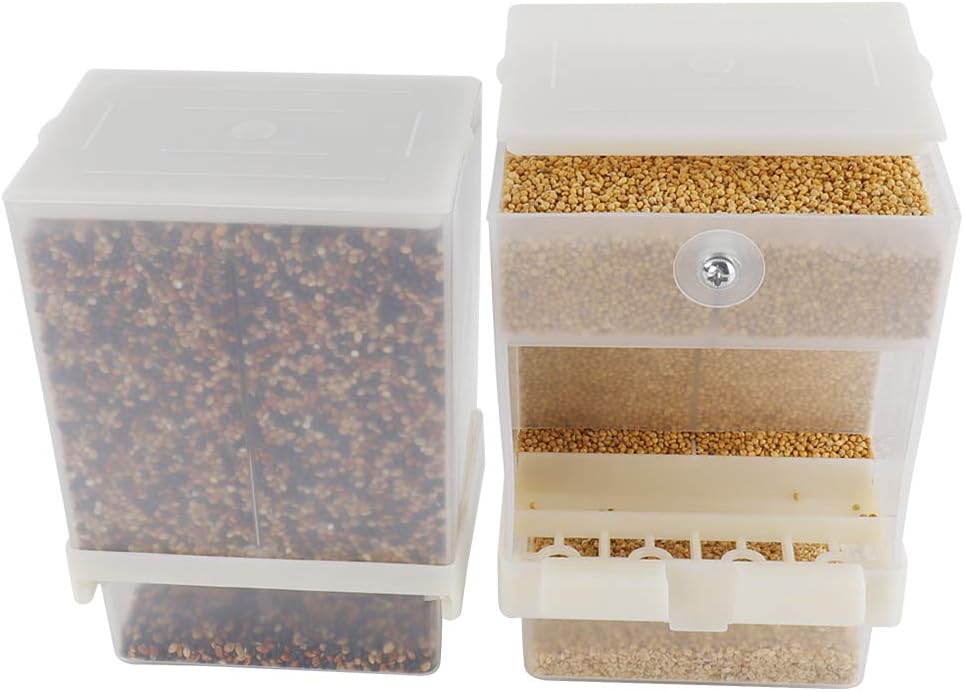 2-Pack No-Mess Automatic Bird Feeder - Parrot Feeder Cage Accessories Supplies for Parakeet Canary Cockatiel Finch