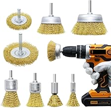 Axaooqeld Juego de 8 cepillos de latón para cazo de ruedas, de latón y carbono, para limpiar óxido, corrosión, color amarillo