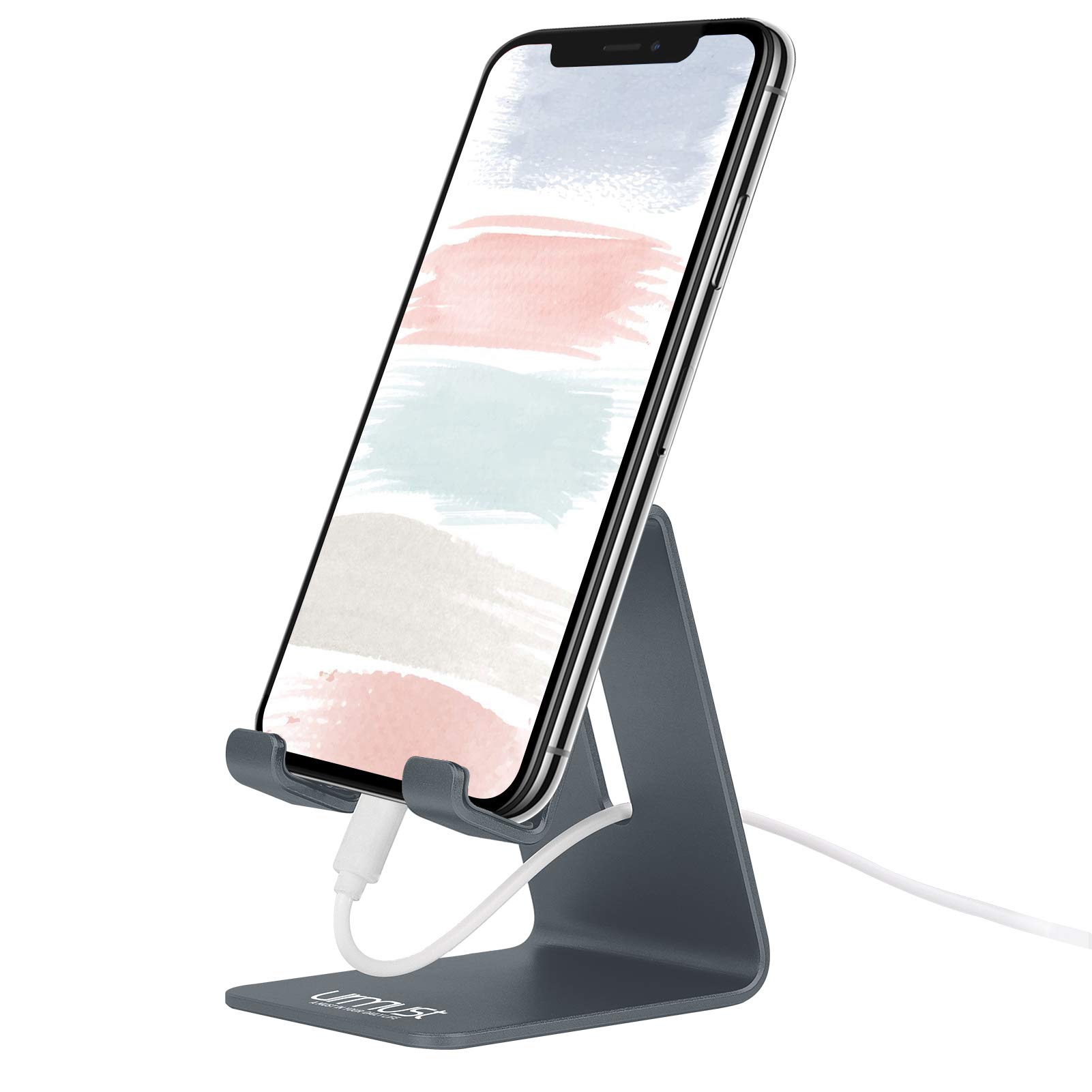 Urmust Cell Phone Stand for Desk Phone Holder Dock Cradle Stand for iPhone 15 14 13 12 11 Pro Max X Xr 8 Plus 7 6,Switch, Tablet(4-10in) [2023 Updated Version] Gray