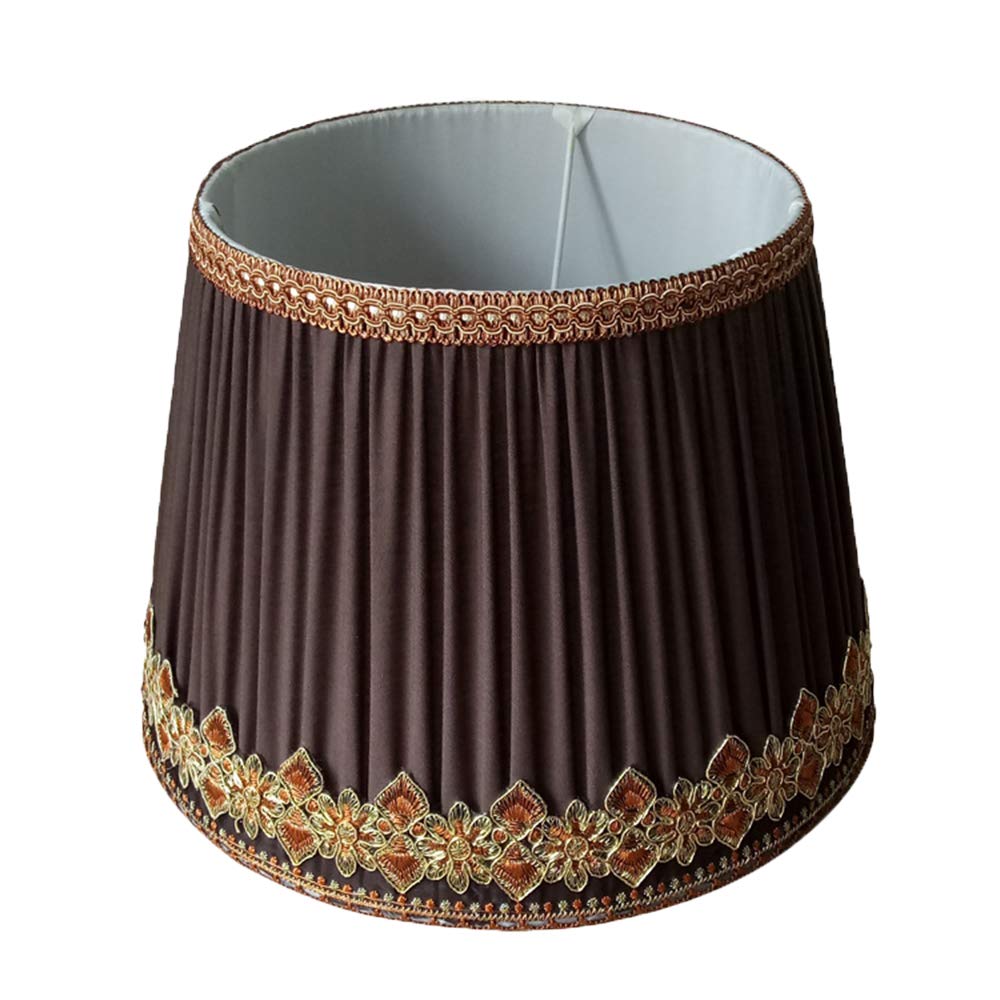 Obudowa abażuru, Premium ręcznie haftowany klosz lampy na brzegach Lampa stołowa Lampa biurkowa Lampa podłogowa, Kawa, H20cm