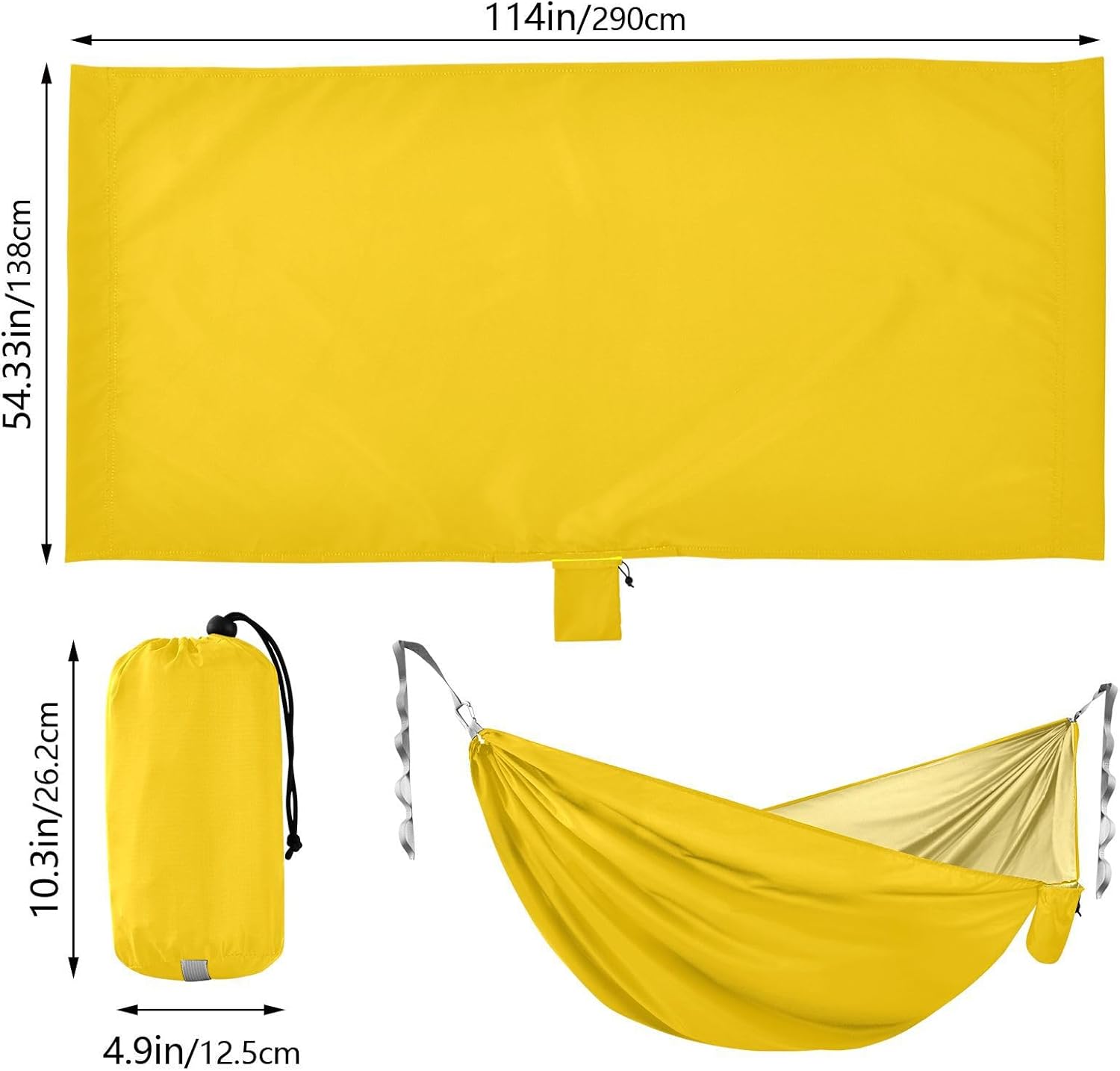 Gold Plain Camping Hammocks Indoor Hammock for Outside Patio Backyard Poolside