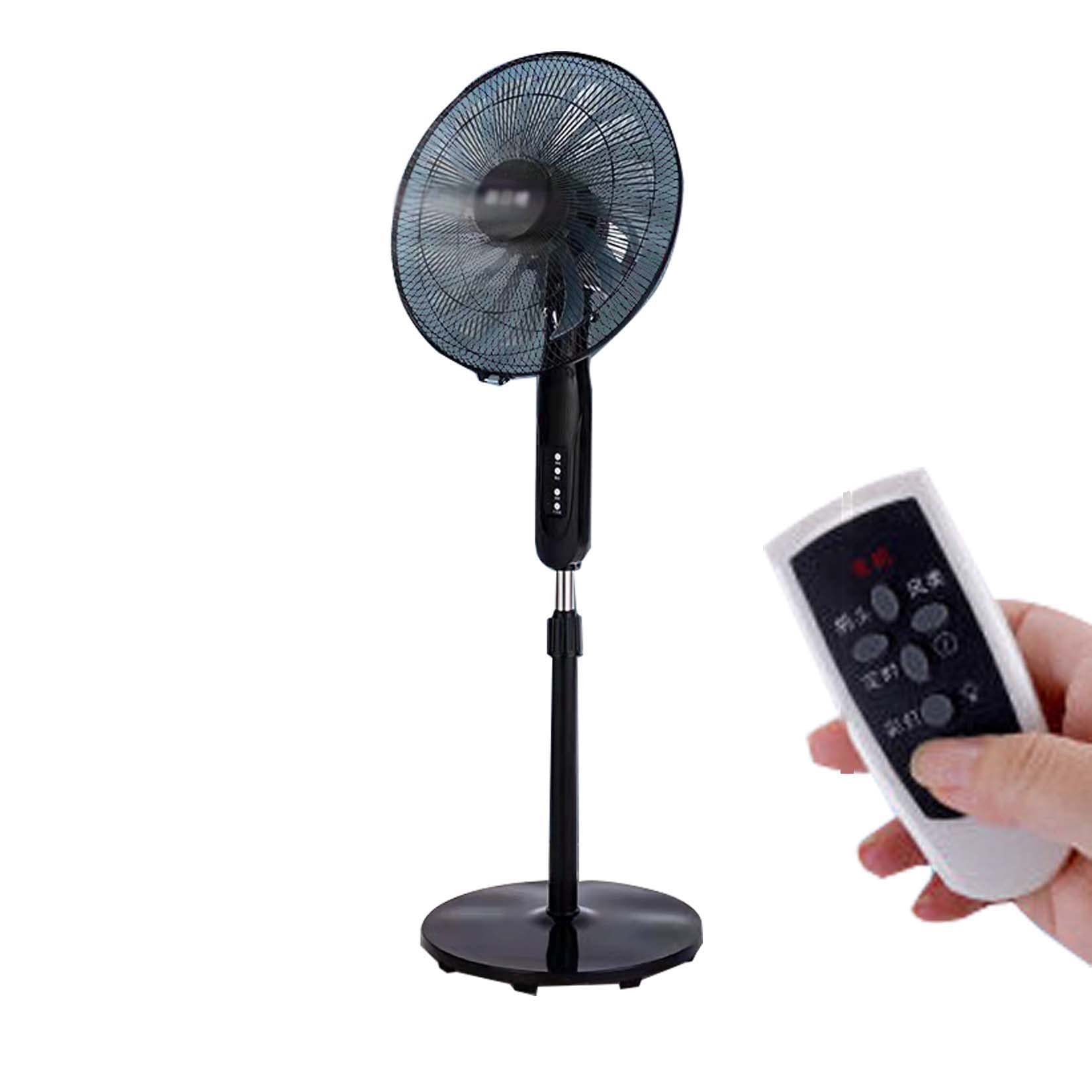 BNEI Ventilador de pie con Temporizador, 65 W, 15 aspas, oscilante, silencioso, 3 velocidades, Regulable, para Oficina, hogar, (Negro) (Remote Control)