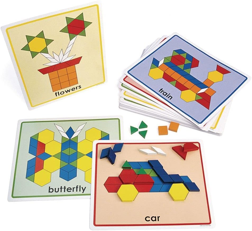 Pattern Block Picture Cards Set of 20 for Kids Classroom Supplies (Item # PATCARD)