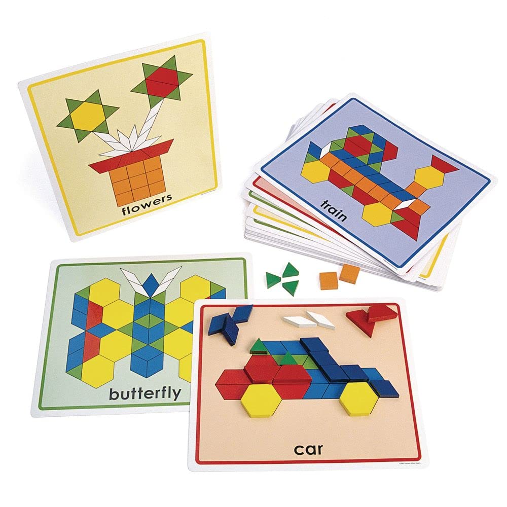 Excellerations Pattern Block Picture Cards Set of 20 for Kids Classroom Supplies (Item # PATCARD)