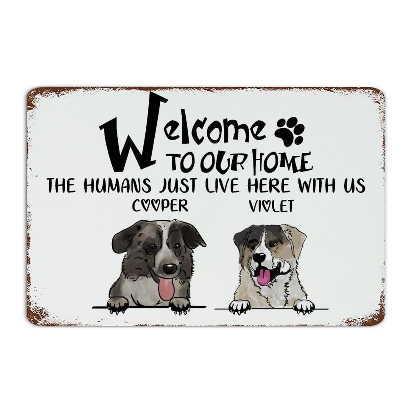 Plaque en métal Welcome to Our Home personnalisable pour décoration murale 30x45 cm