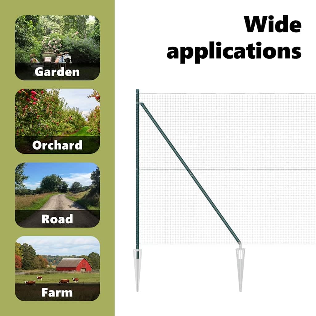 vidaXL Recinzione in rete saldata con punte 10 x 1,6 m Verde Rete