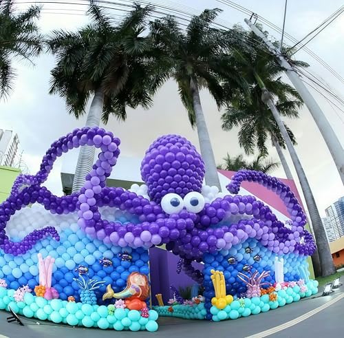 Image of Purple Quick Linking Balloons, 100PCS 6 Inch Purple Link Balloons for Making Balloon Wall Heart Arch, Tails Balloon for Birthday Wedding Baby Shower Carnival Kpop Mermaid Princess Party Decorations