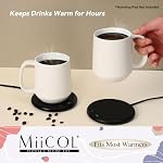 Miicol 16 oz / 455ml Grande tasse de café en céramique, thé, tasse à boissons en Mulled, cadeau pour le personnel de bureau ou la maison utilisation, micro-ondes et lave-vaisselle coffre-fort, surface givrée, blanc