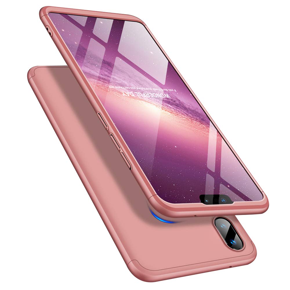 LEECOCO Huawei Y9 2019 Case Ultra Thin 3 in 1 360 Degree Full Body Case Premium Slim Shockproof Hard PC Plastic Anti-Scratch Bumper Cover for Huawei Enjoy 9 Plus/Huawei Y9 2019 3 in 1 Rose Gold AR
