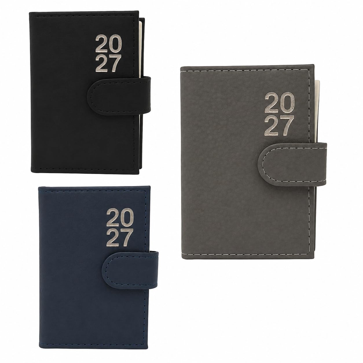 2027 Page a Day A7 Diary Soft Leather Feel Pocket Handbag Size Journal With Pen